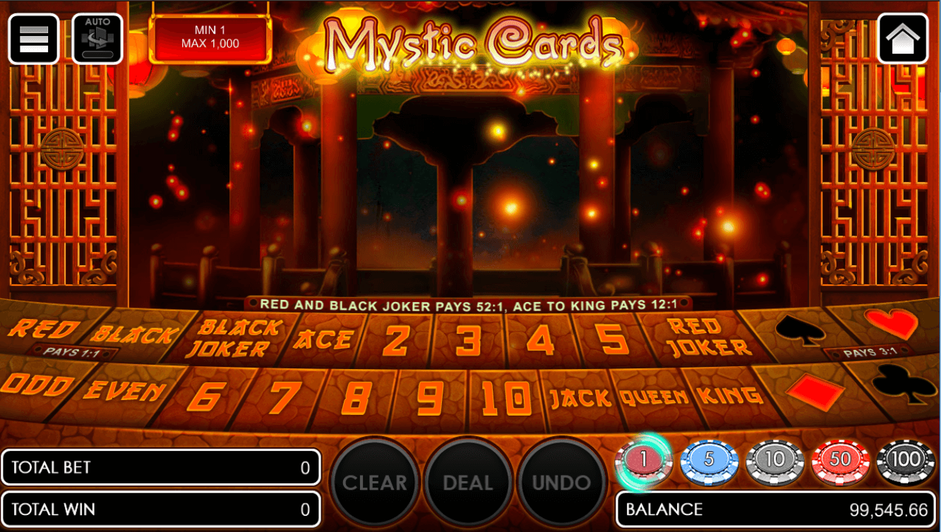 Mystic Cards game upon opening the game